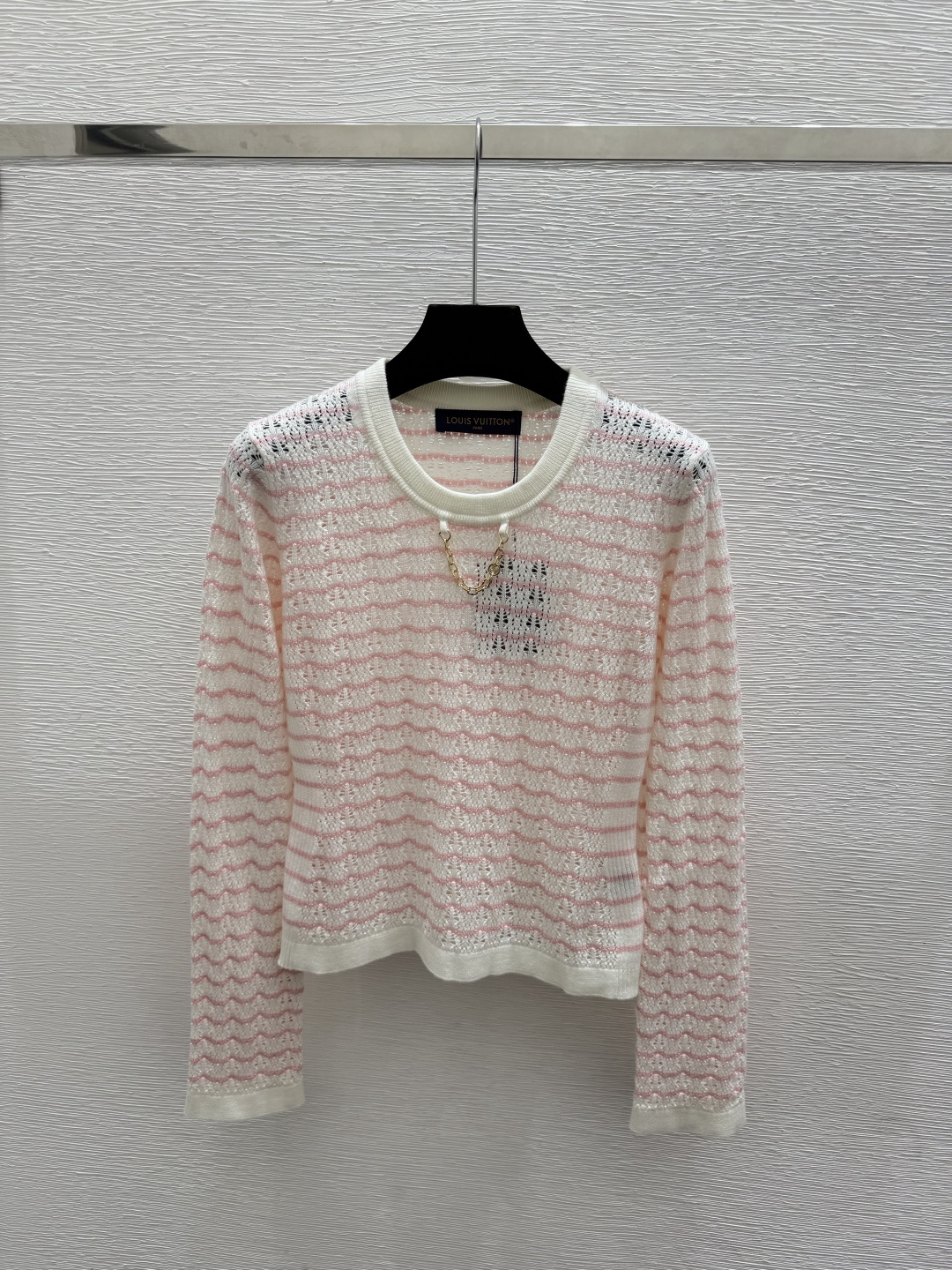 🆕L家🆕  早秋新款  撞色条纹圆领针织长袖 颜色：白色 粉色 黑色 尺码：36.38.40      