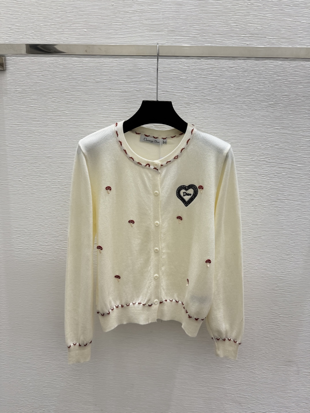 🆕D家🆕  早秋新款  撞色蘑菇圆领针织长袖开衫 颜色：杏色 宝蓝 尺码：36.38.40      
