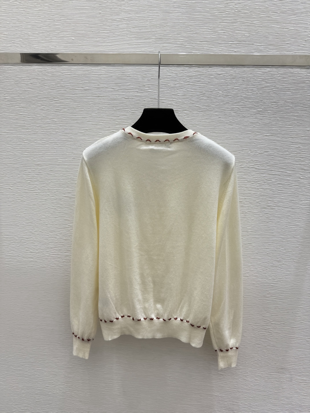 🆕D家🆕  早秋新款  撞色蘑菇圆领针织长袖开衫 颜色：杏色 宝蓝 尺码：36.38.40      