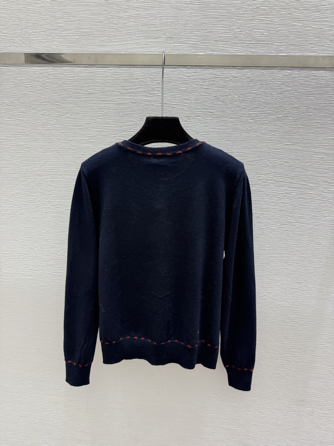 🆕D家🆕  早秋新款  撞色蘑菇圆领针织长袖开衫 颜色：杏色 宝蓝 尺码：36.38.40      