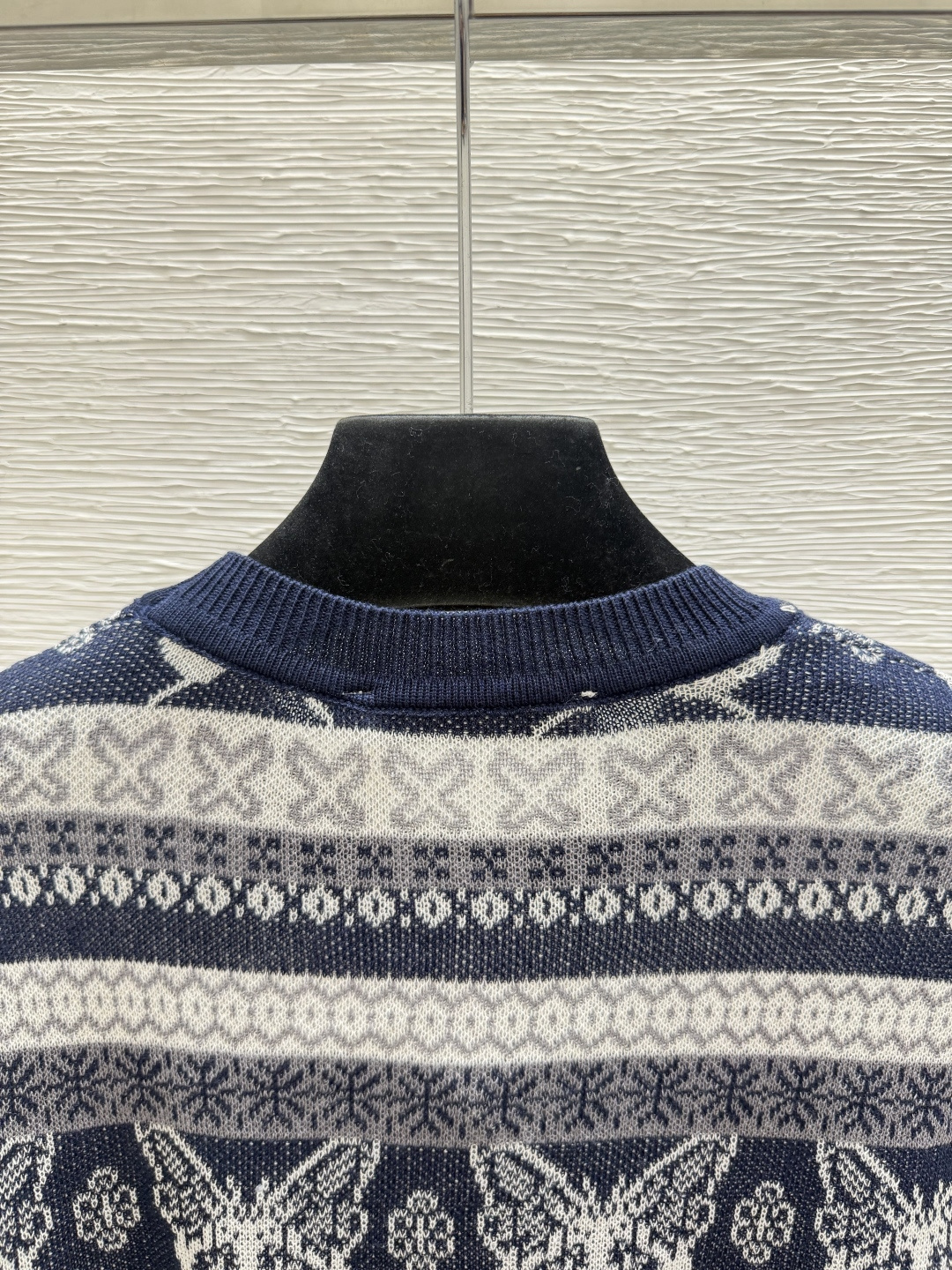 🆕D家🆕  早秋新款  撞色条纹蝴蝶圆领针织短袖 颜色：宝蓝 尺码：36.38.40      