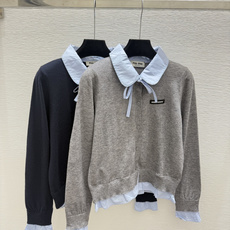 🆕M家🆕 早秋新款 撞色翻领针织长袖开衫 颜色:灰色 宝蓝 尺码:36.38.40 🆕M家🆕 早秋新款 撞色翻领针织长袖开衫 颜色:灰色 宝蓝 尺码:36.38.40