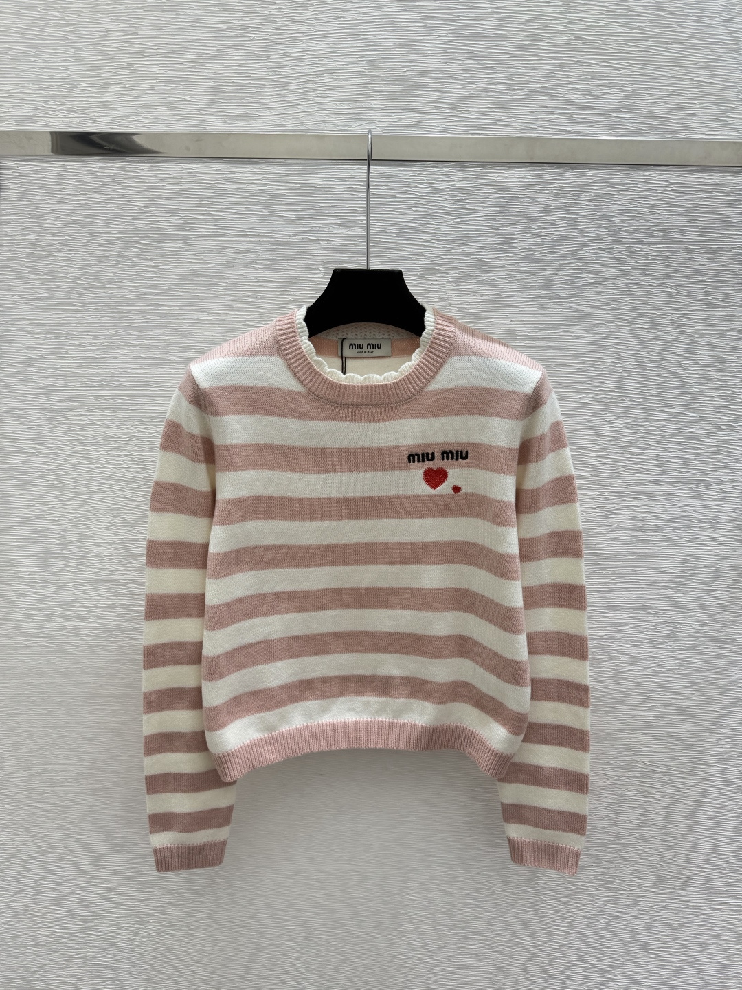 🆕M家🆕  早秋新款  撞色条纹圆领针织长袖开衫 颜色：粉色 咖啡 尺码：36.38.40      