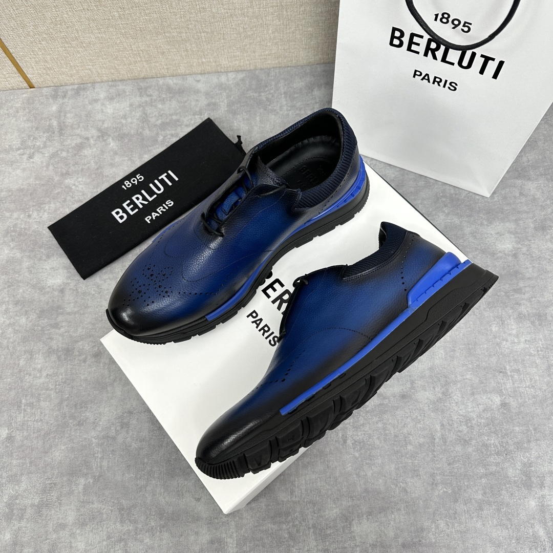 💋💍Berlut* 布鲁提 升级版第四代私模大底 Fast Track皮革运动鞋 官方 15,800