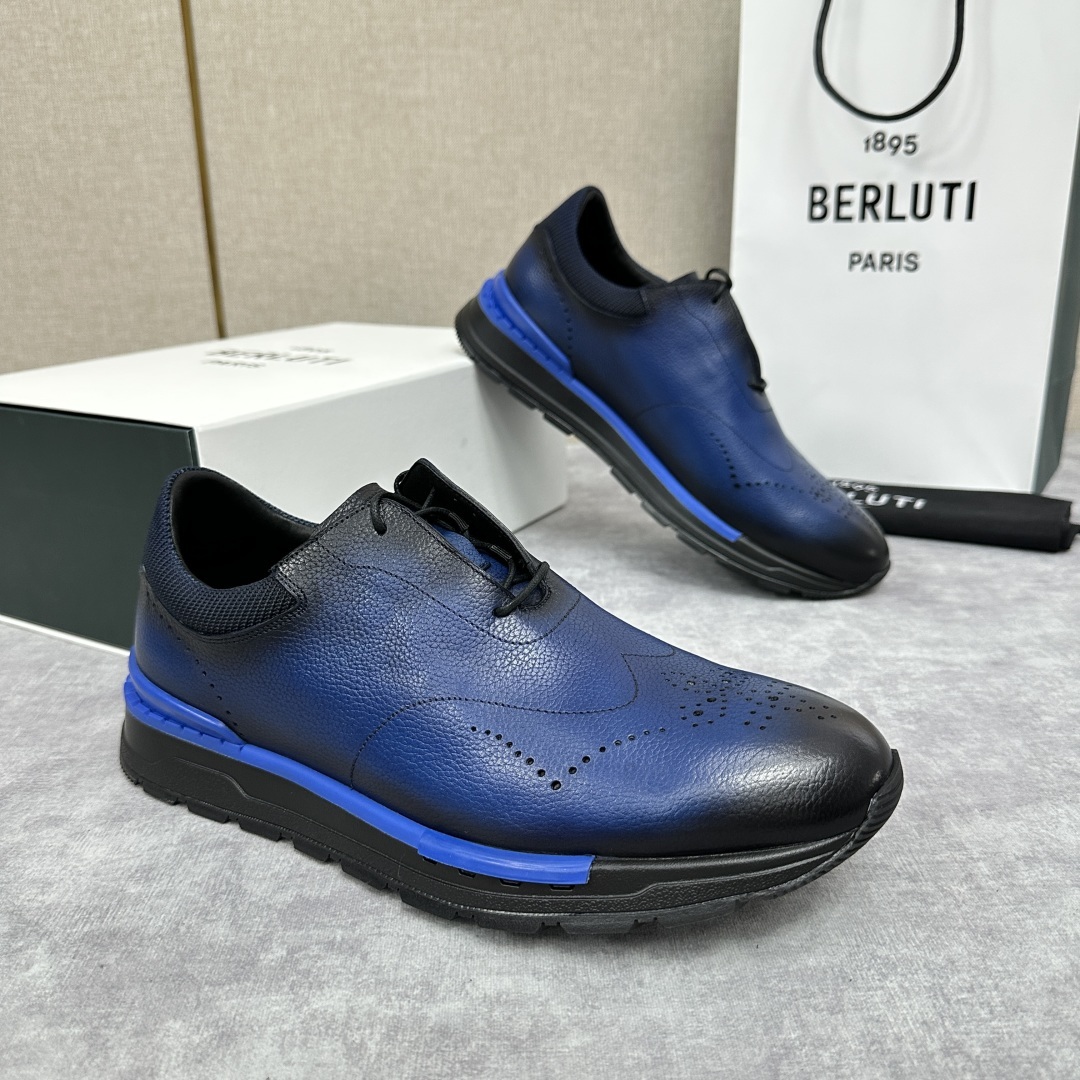💋💍Berlut* 布鲁提 升级版第四代私模大底 Fast Track皮革运动鞋 官方 15,800