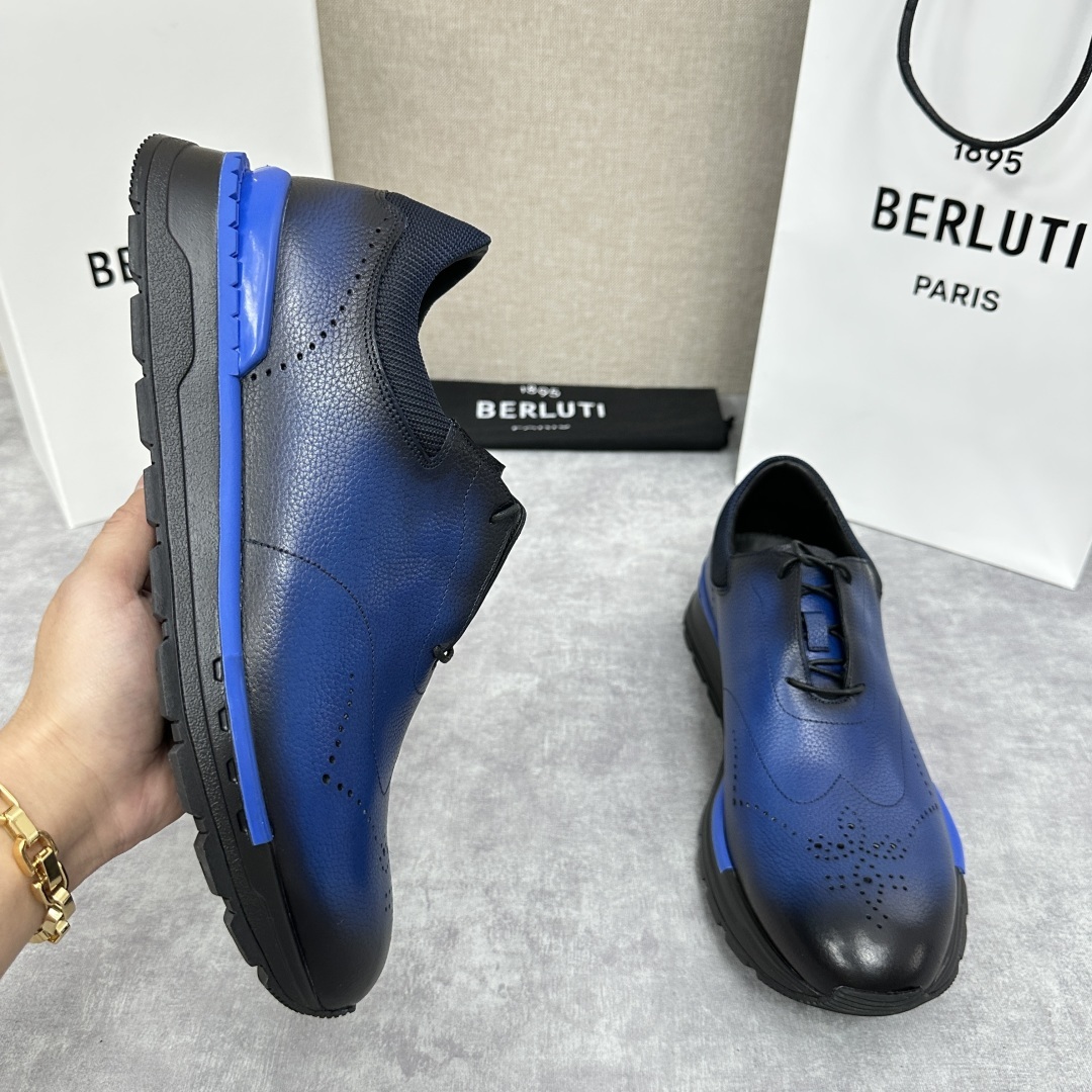 💋💍Berlut* 布鲁提 升级版第四代私模大底 Fast Track皮革运动鞋 官方 15,800