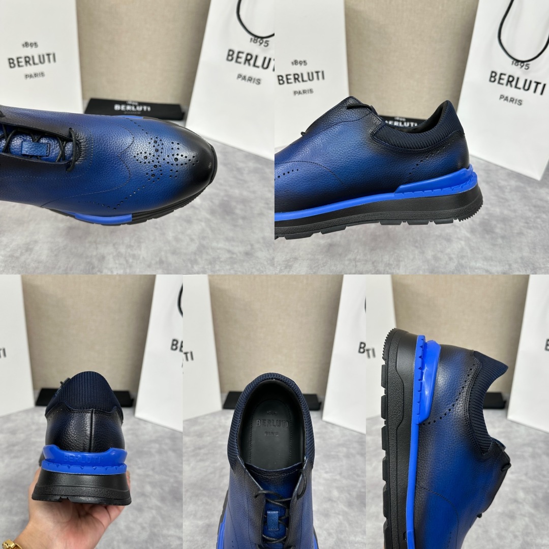 💋💍Berlut* 布鲁提 升级版第四代私模大底 Fast Track皮革运动鞋 官方 15,800
