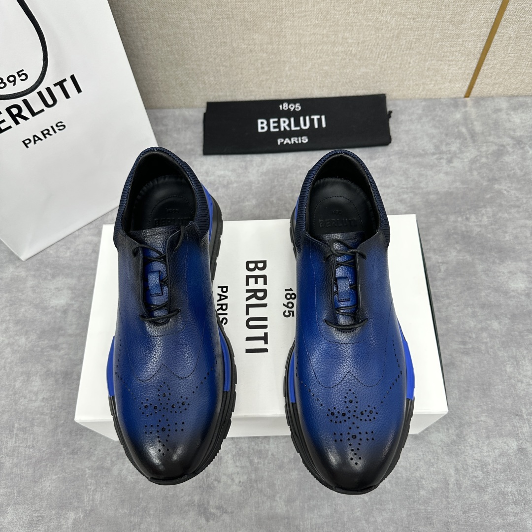 💋💍Berlut* 布鲁提 升级版第四代私模大底 Fast Track皮革运动鞋 官方 15,800