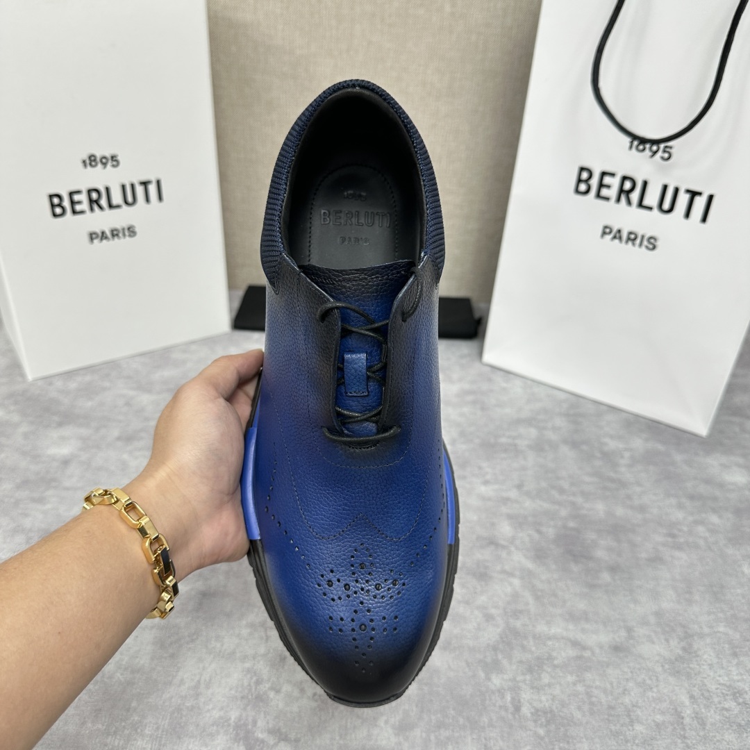 💋💍Berlut* 布鲁提 升级版第四代私模大底 Fast Track皮革运动鞋 官方 15,800