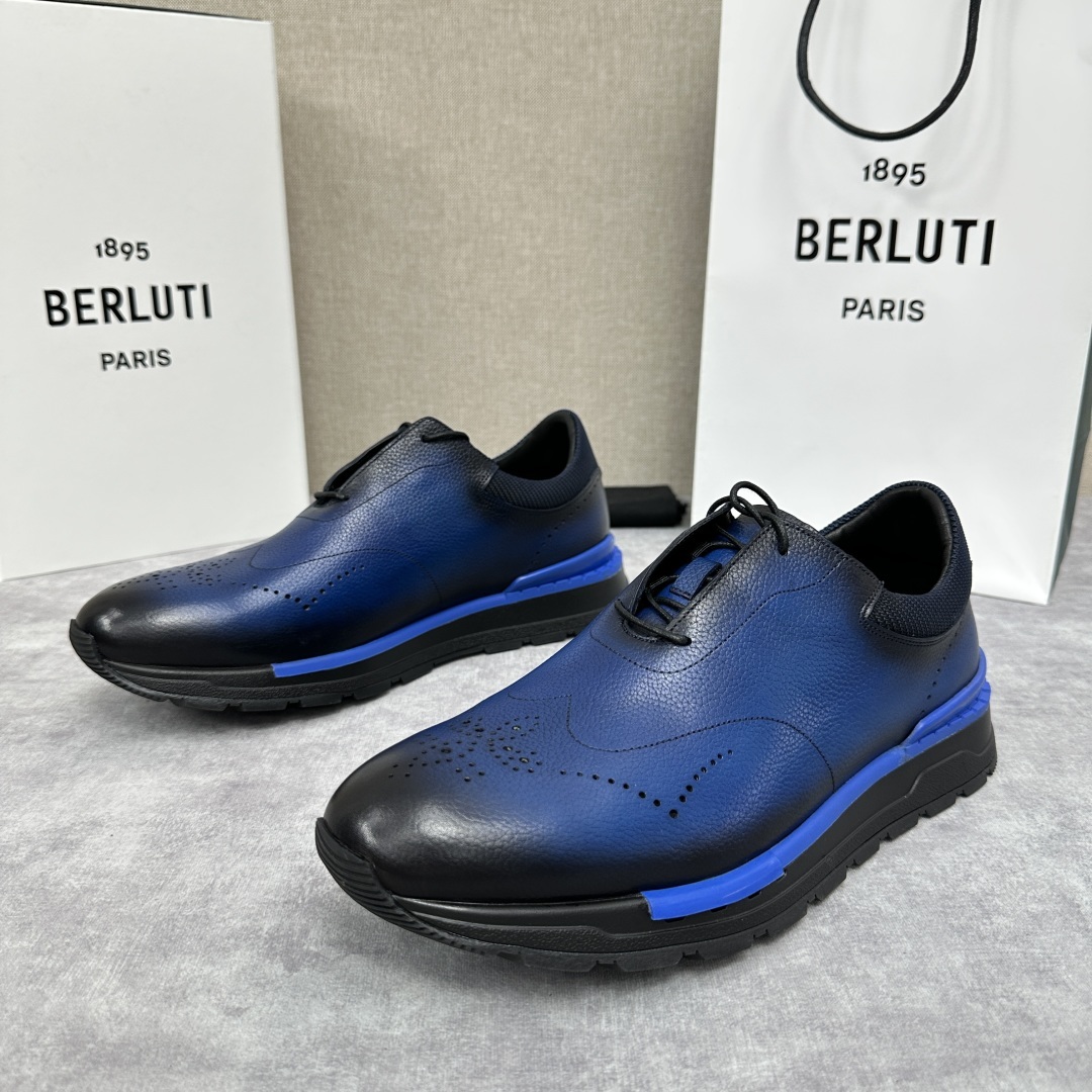 💋💍Berlut* 布鲁提 升级版第四代私模大底 Fast Track皮革运动鞋 官方 15,800