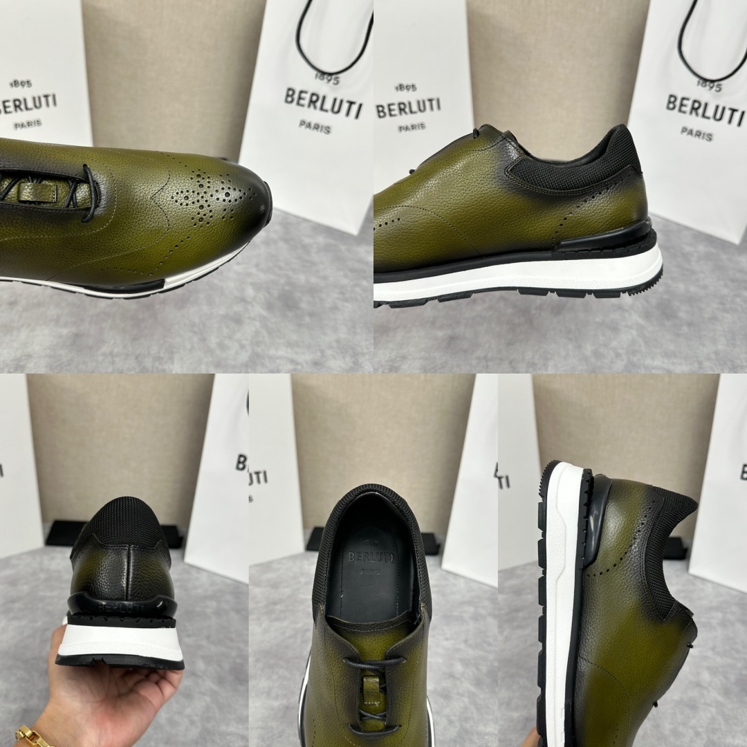 💋💍Berlut* 布鲁提 升级版第四代私模大底 Fast Track皮革运动鞋 官方 15,800