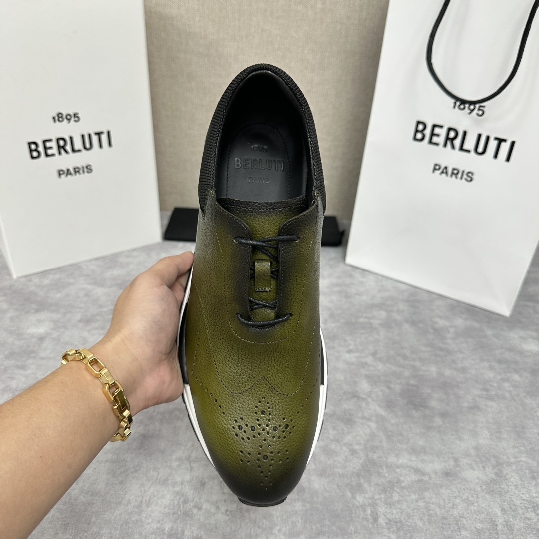 💋💍Berlut* 布鲁提 升级版第四代私模大底 Fast Track皮革运动鞋 官方 15,800
