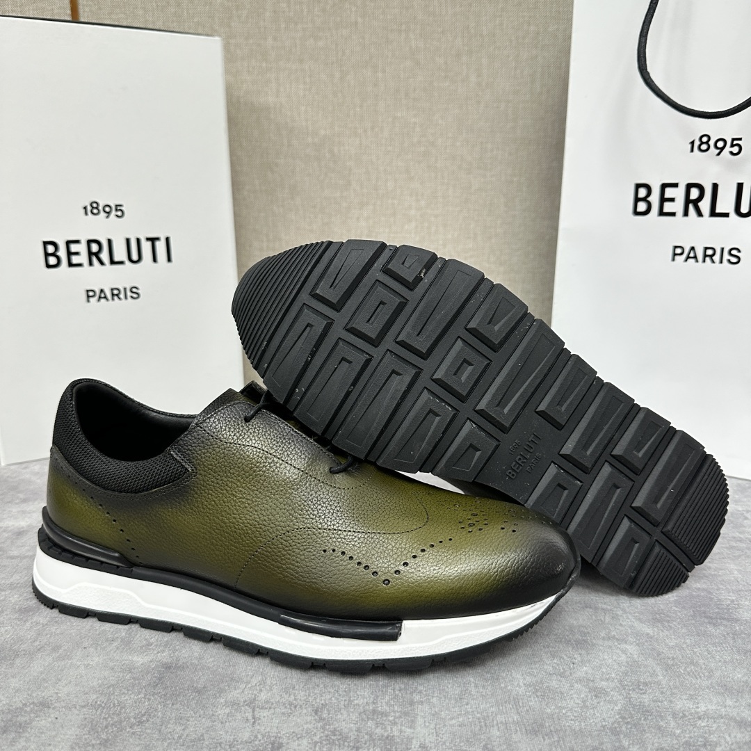 💋💍Berlut* 布鲁提 升级版第四代私模大底 Fast Track皮革运动鞋 官方 15,800
