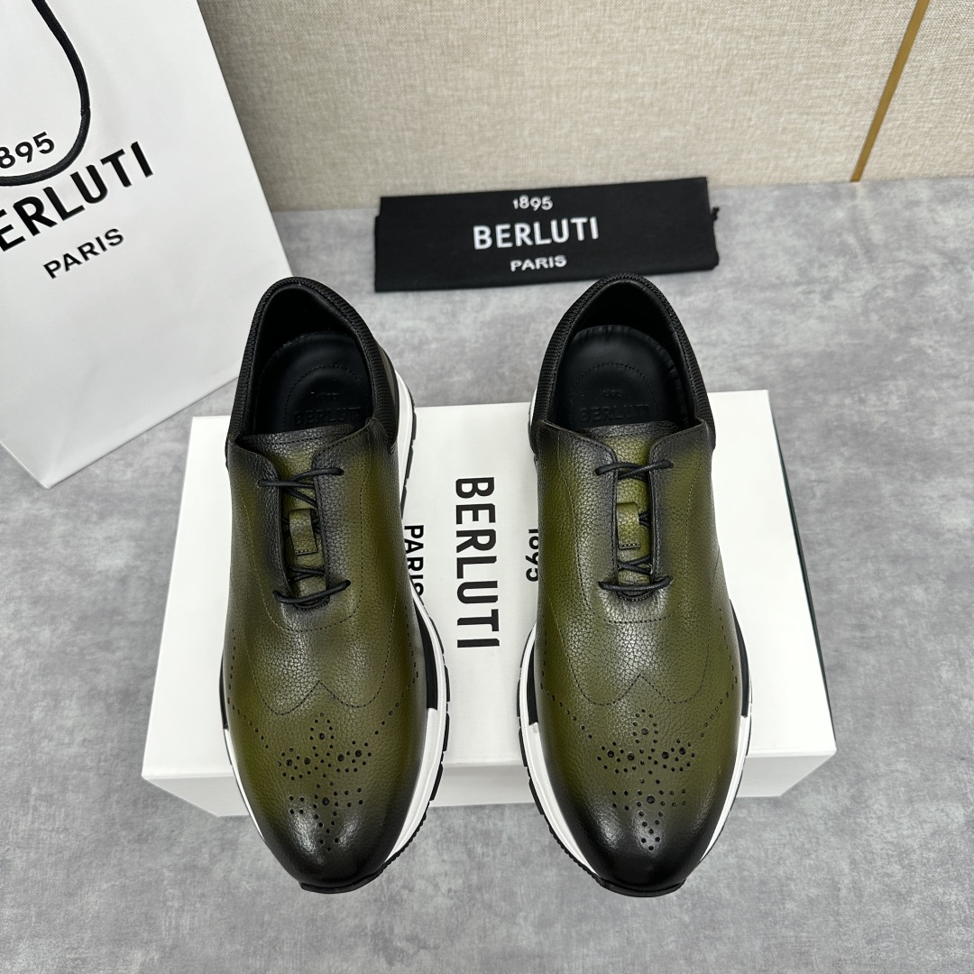 💋💍Berlut* 布鲁提 升级版第四代私模大底 Fast Track皮革运动鞋 官方 15,800