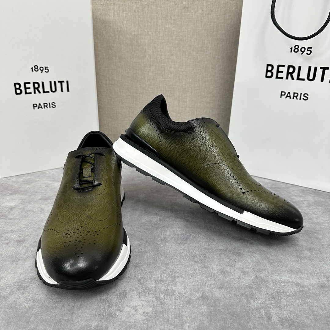 💋💍Berlut* 布鲁提 升级版第四代私模大底 Fast Track皮革运动鞋 官方 15,800