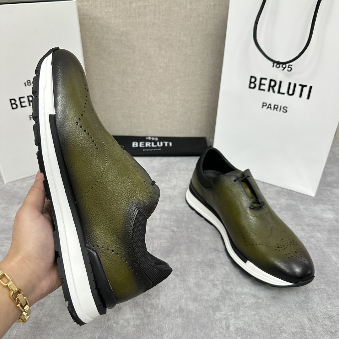💋💍Berlut* 布鲁提 升级版第四代私模大底 Fast Track皮革运动鞋 官方 15,800