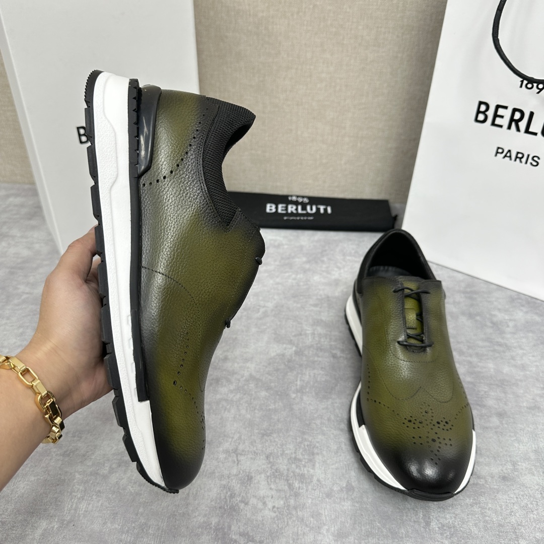 💋💍Berlut* 布鲁提 升级版第四代私模大底 Fast Track皮革运动鞋 官方 15,800