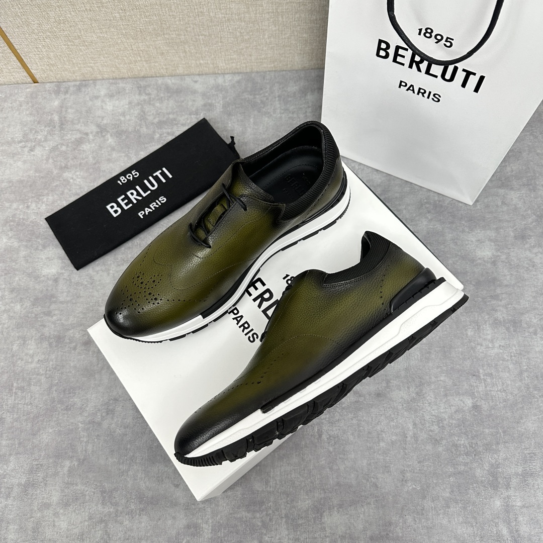 💋💍Berlut* 布鲁提 升级版第四代私模大底 Fast Track皮革运动鞋 官方 15,800