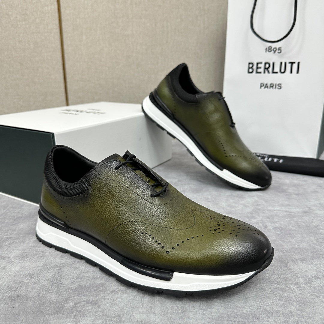 💋💍Berlut* 布鲁提 升级版第四代私模大底 Fast Track皮革运动鞋 官方 15,800