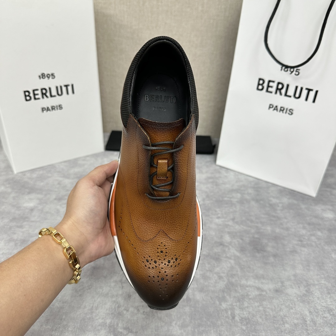 💋💍Berlut* 布鲁提 升级版第四代私模大底 Fast Track皮革运动鞋 官方 15,800
