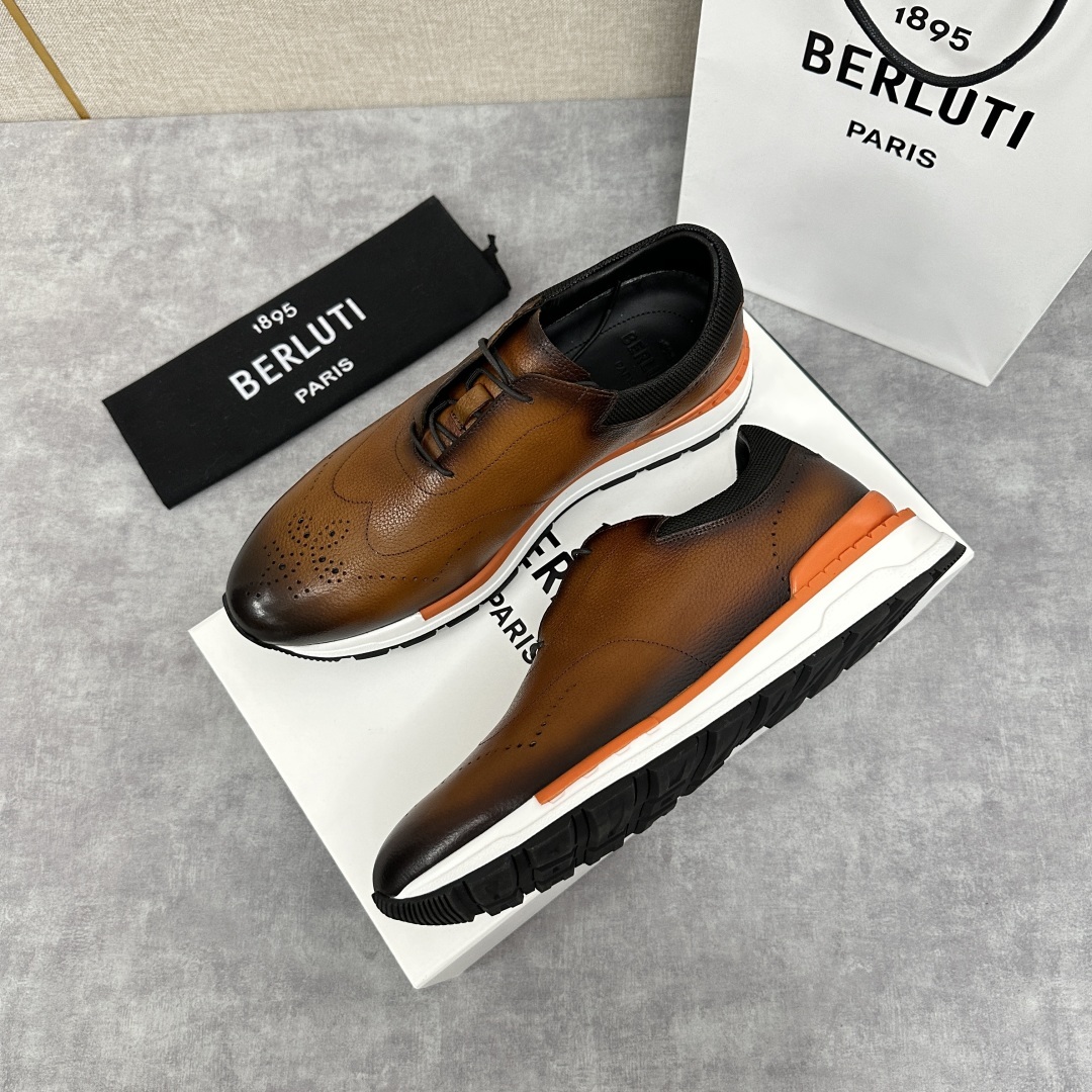 💋💍Berlut* 布鲁提 升级版第四代私模大底 Fast Track皮革运动鞋 官方 15,800