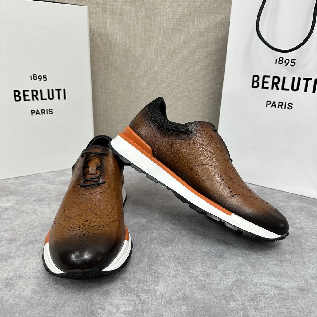 💋💍Berlut* 布鲁提 升级版第四代私模大底 Fast Track皮革运动鞋 官方 15,800