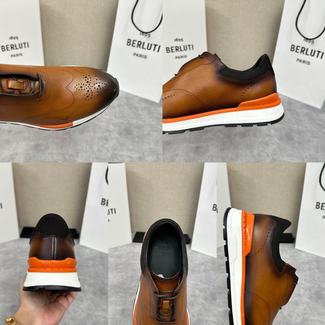 💋💍Berlut* 布鲁提 升级版第四代私模大底 Fast Track皮革运动鞋 官方 15,800