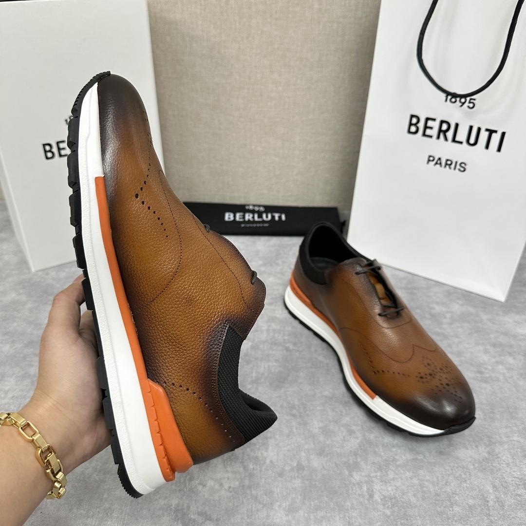 💋💍Berlut* 布鲁提 升级版第四代私模大底 Fast Track皮革运动鞋 官方 15,800