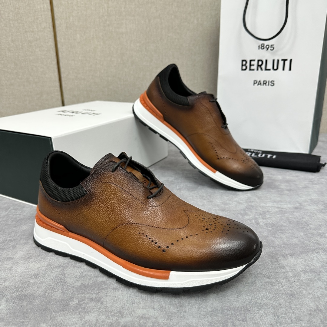 💋💍Berlut* 布鲁提 升级版第四代私模大底 Fast Track皮革运动鞋 官方 15,800
