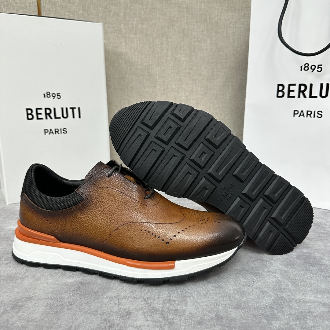 💋💍Berlut* 布鲁提 升级版第四代私模大底 Fast Track皮革运动鞋 官方 15,800