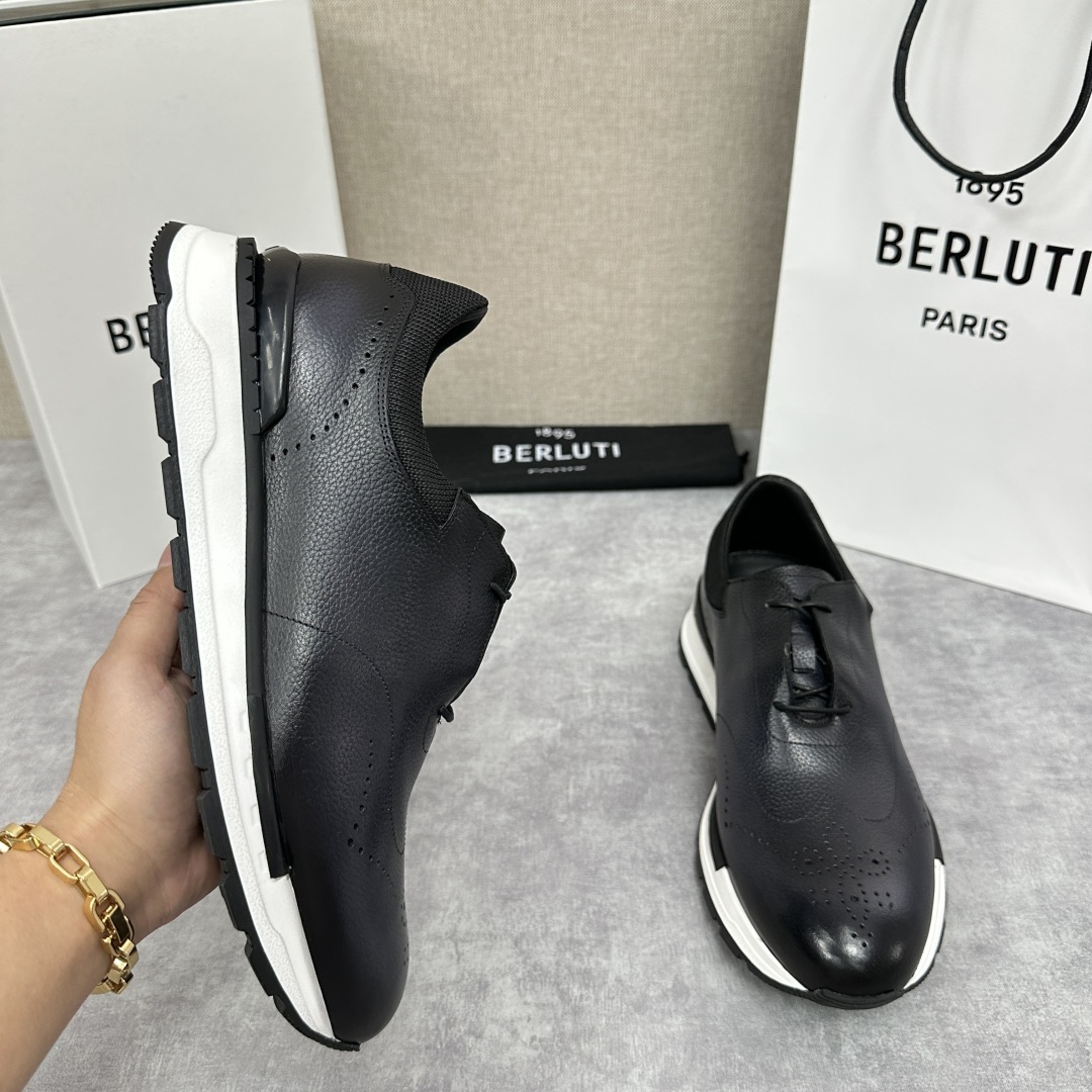 💋💍Berlut* 布鲁提 升级版第四代私模大底 Fast Track皮革运动鞋 官方 15,800