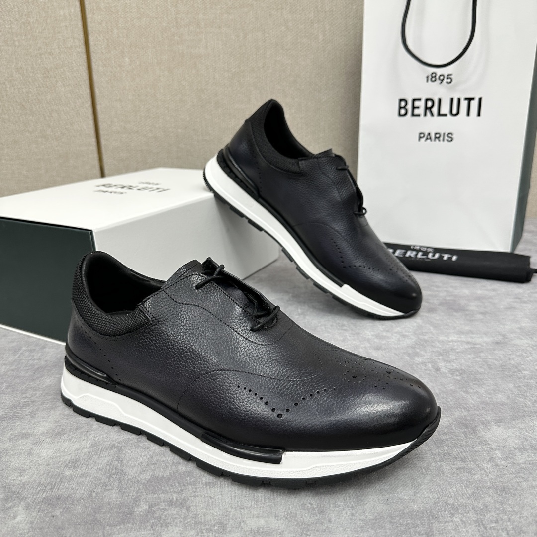 💋💍Berlut* 布鲁提 升级版第四代私模大底 Fast Track皮革运动鞋 官方 15,800