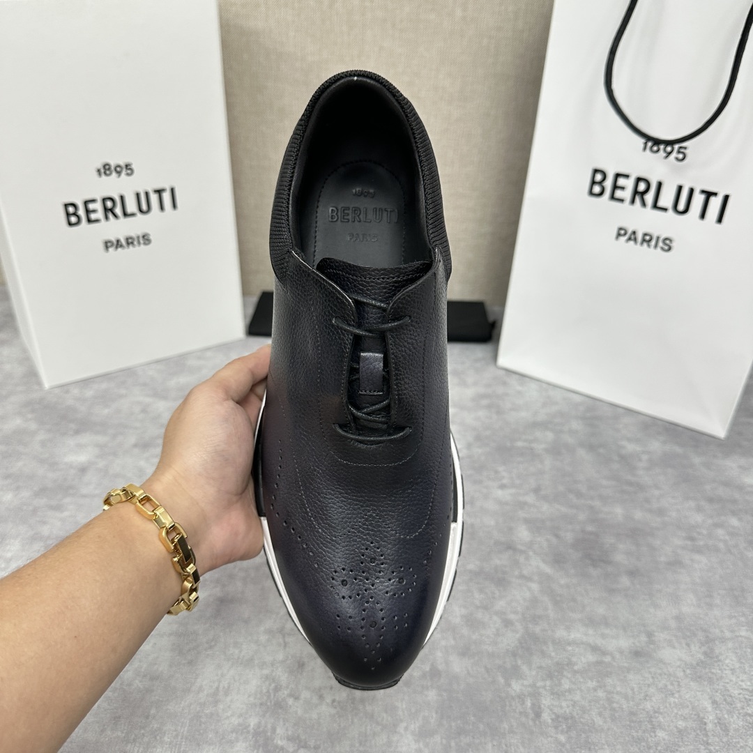 💋💍Berlut* 布鲁提 升级版第四代私模大底 Fast Track皮革运动鞋 官方 15,800