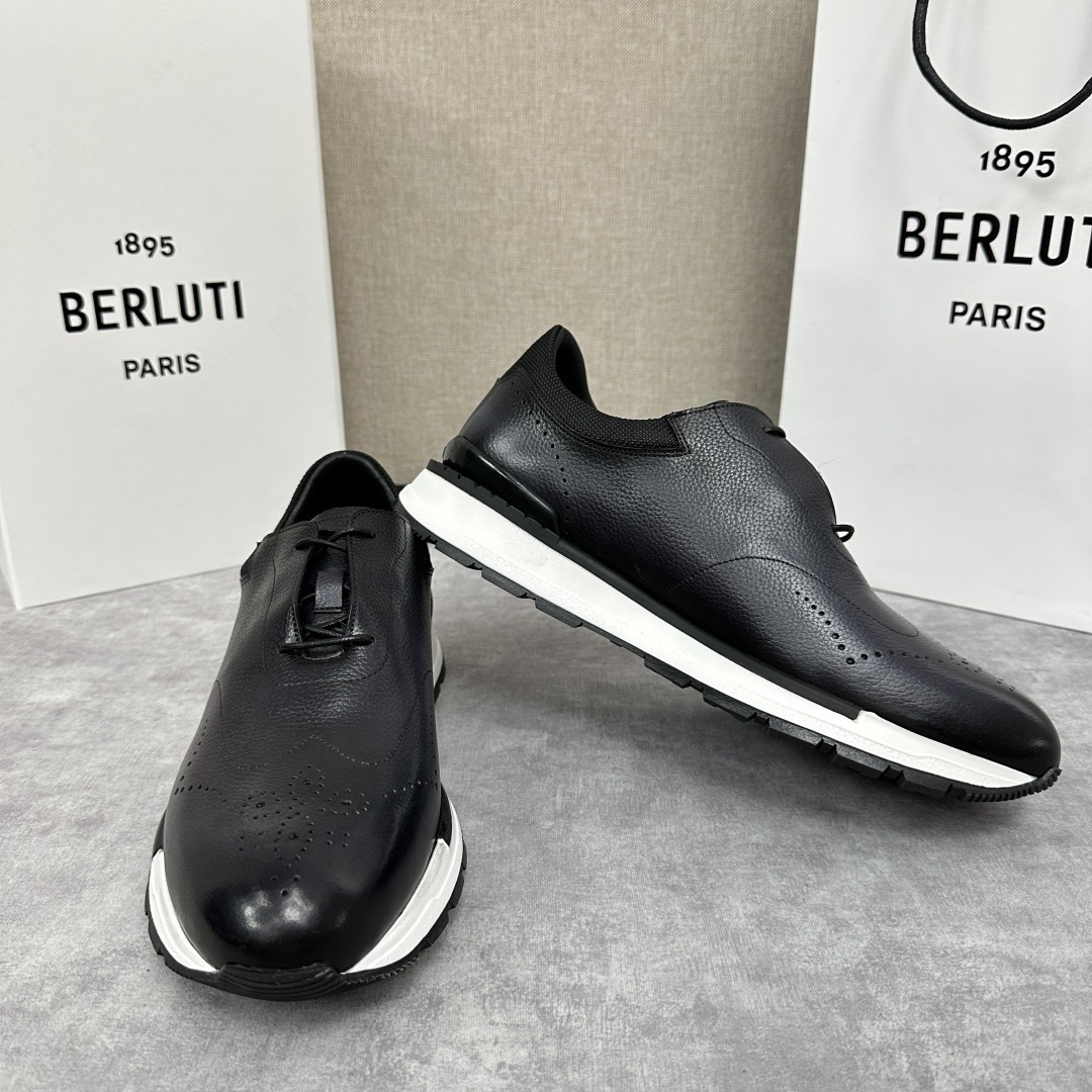 💋💍Berlut* 布鲁提 升级版第四代私模大底 Fast Track皮革运动鞋 官方 15,800
