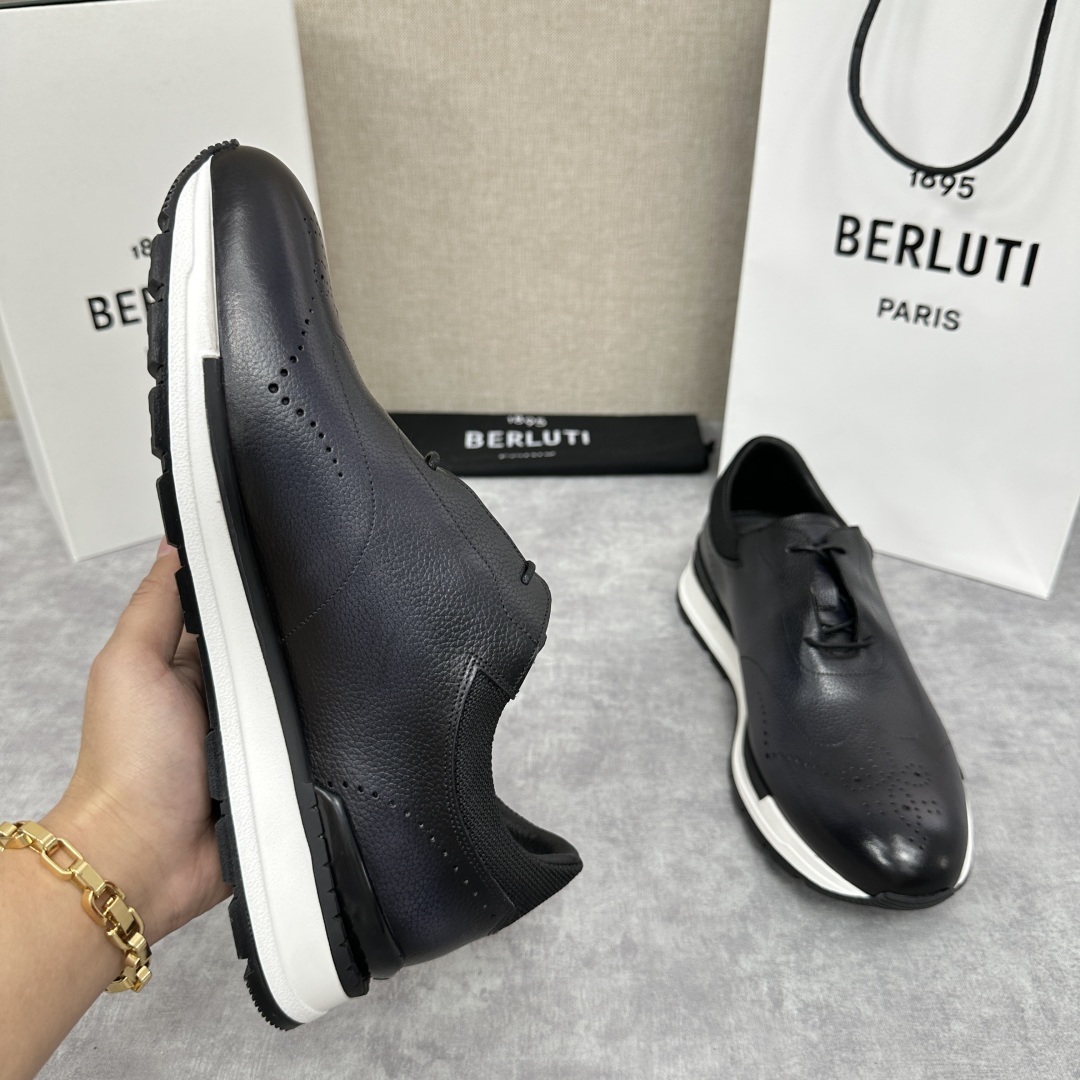 💋💍Berlut* 布鲁提 升级版第四代私模大底 Fast Track皮革运动鞋 官方 15,800
