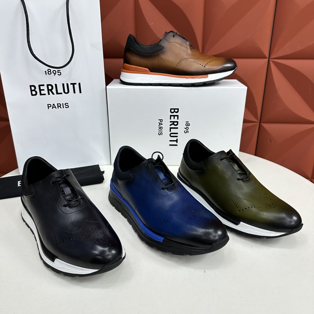 💋💍Berlut* 布鲁提 升级版第四代私模大底 Fast Track皮革运动鞋 官方 15,800