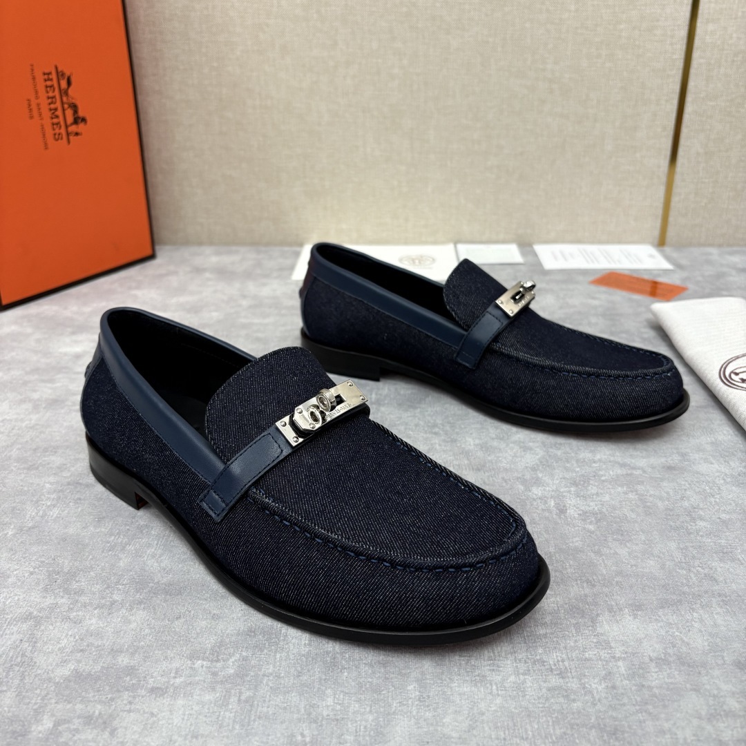 💋💍 H家 爱马-仕 Herme* 新品Destin 牛仔乐福鞋 官方 14,400 新款男士