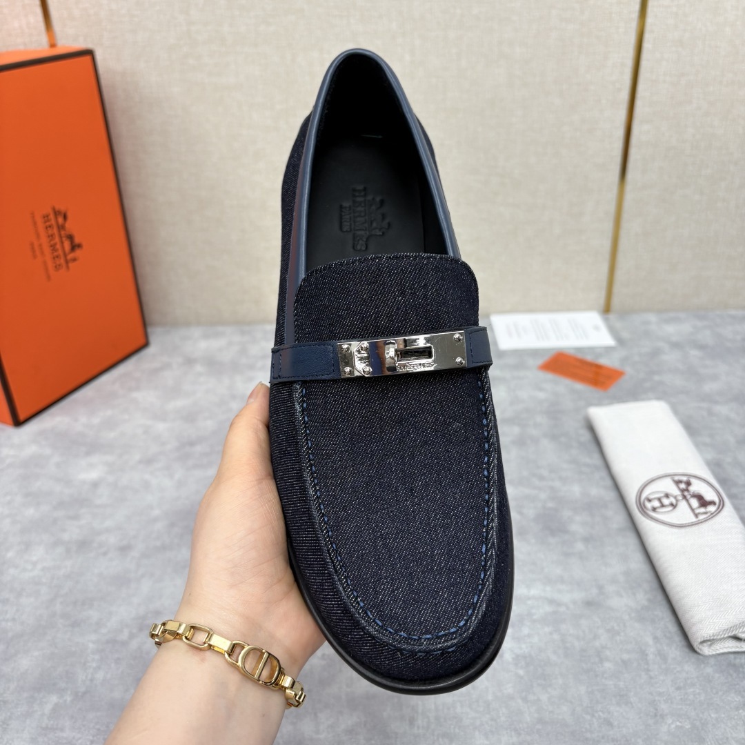 💋💍 H家 爱马-仕 Herme* 新品Destin 牛仔乐福鞋 官方 14,400 新款男士