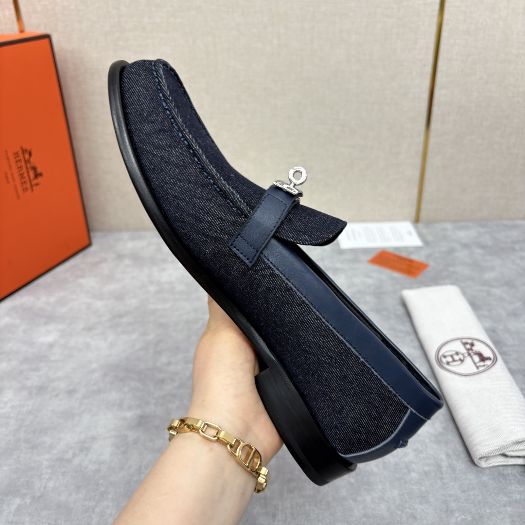 💋💍 H家 爱马-仕 Herme* 新品Destin 牛仔乐福鞋 官方 14,400 新款男士