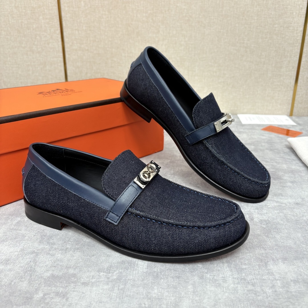 💋💍 H家 爱马-仕 Herme* 新品Destin 牛仔乐福鞋 官方 14,400 新款男士