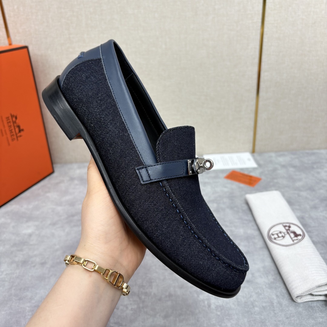 💋💍 H家 爱马-仕 Herme* 新品Destin 牛仔乐福鞋 官方 14,400 新款男士
