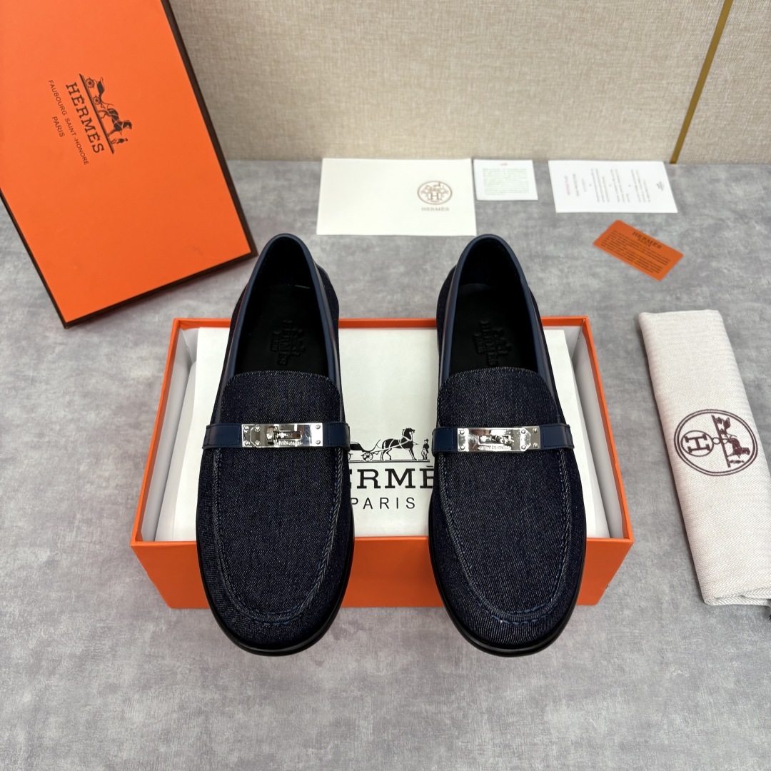 💋💍 H家 爱马-仕 Herme* 新品Destin 牛仔乐福鞋 官方 14,400 新款男士