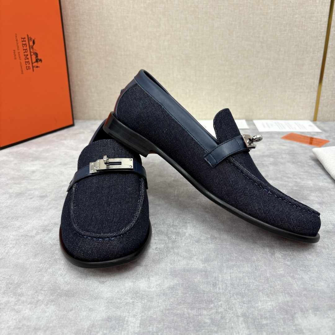💋💍 H家 爱马-仕 Herme* 新品Destin 牛仔乐福鞋 官方 14,400 新款男士