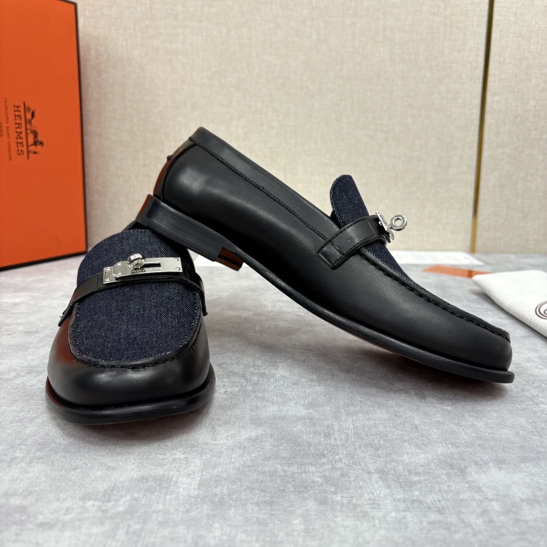 💋💍 H家  爱马-仕 Herme*  新品Destin 牛仔乐福鞋   官方 14,400  新款男士
