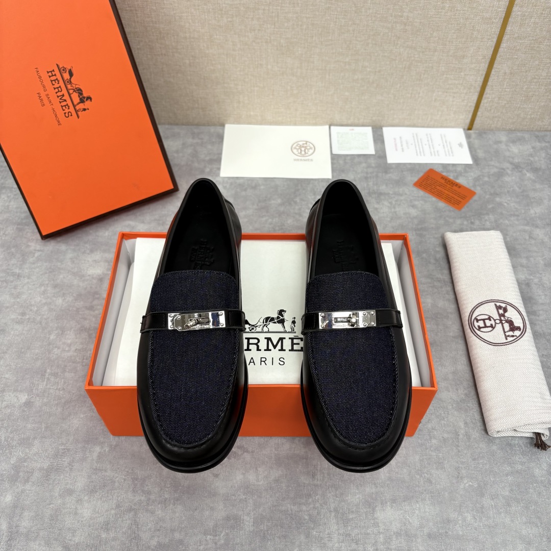 💋💍 H家  爱马-仕 Herme*  新品Destin 牛仔乐福鞋   官方 14,400  新款男士