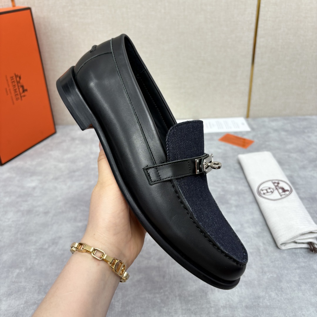 💋💍 H家  爱马-仕 Herme*  新品Destin 牛仔乐福鞋   官方 14,400  新款男士
