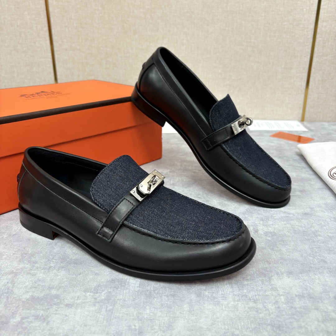 💋💍 H家  爱马-仕 Herme*  新品Destin 牛仔乐福鞋   官方 14,400  新款男士