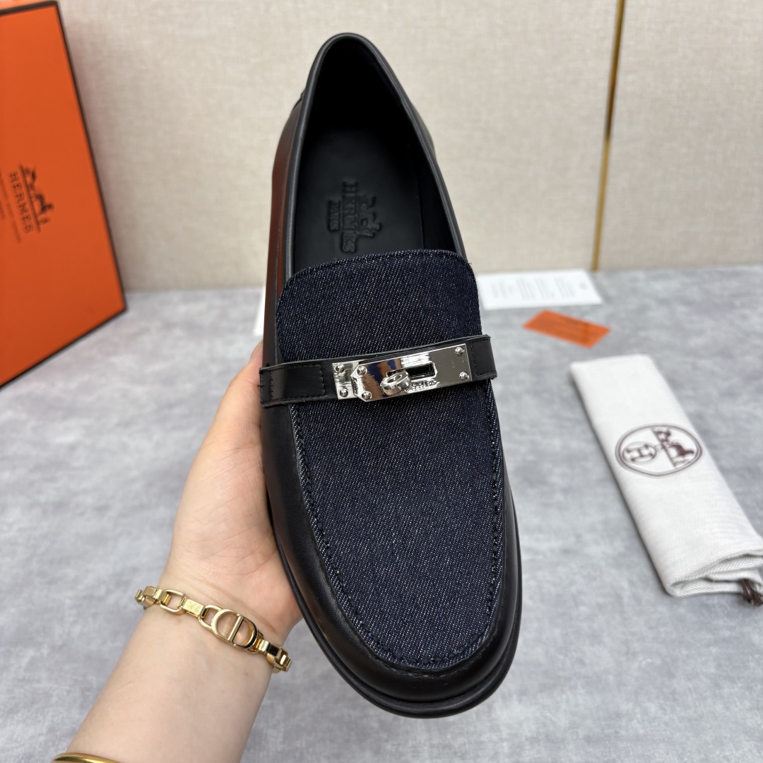 💋💍 H家  爱马-仕 Herme*  新品Destin 牛仔乐福鞋   官方 14,400  新款男士