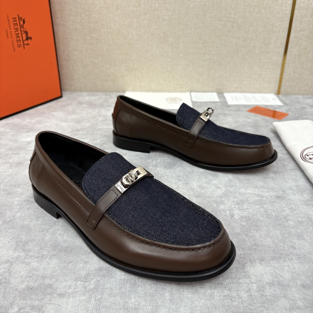 💋💍 H家 爱马-仕 Herme* 新品Destin 牛仔乐福鞋 官方 14,400 新款男士