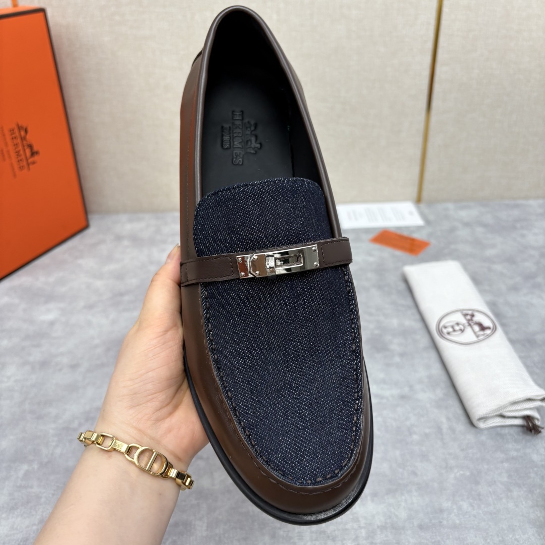 💋💍 H家 爱马-仕 Herme* 新品Destin 牛仔乐福鞋 官方 14,400 新款男士